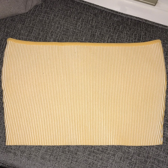 L.A. Hearts yellow and white tube top stretchy - Picture 3 of 4